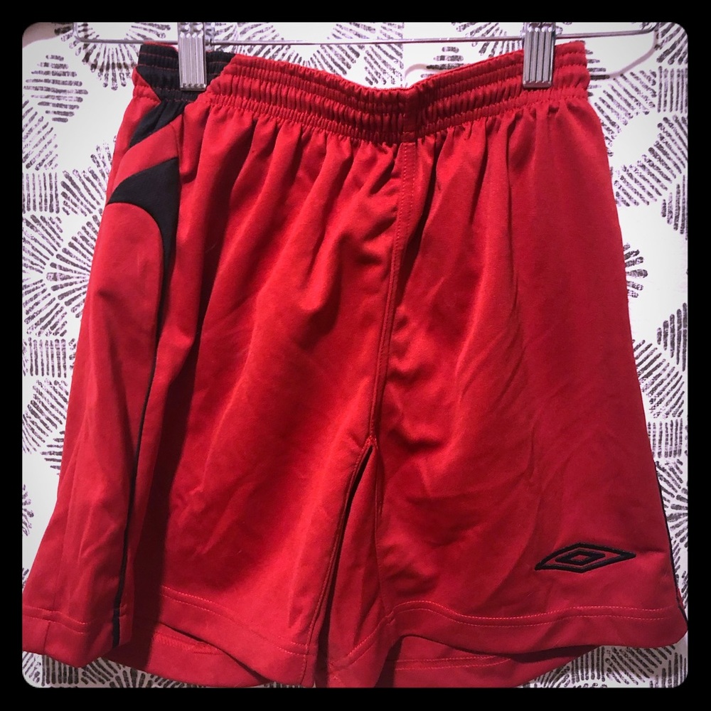Red soccer shorts